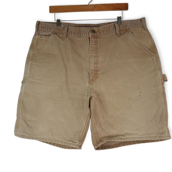 Vintage Carhartt Carpenter Shorts Mens 40x9 Brown Duck Canvas USA B25 BRN Union - Picture 1 of 9